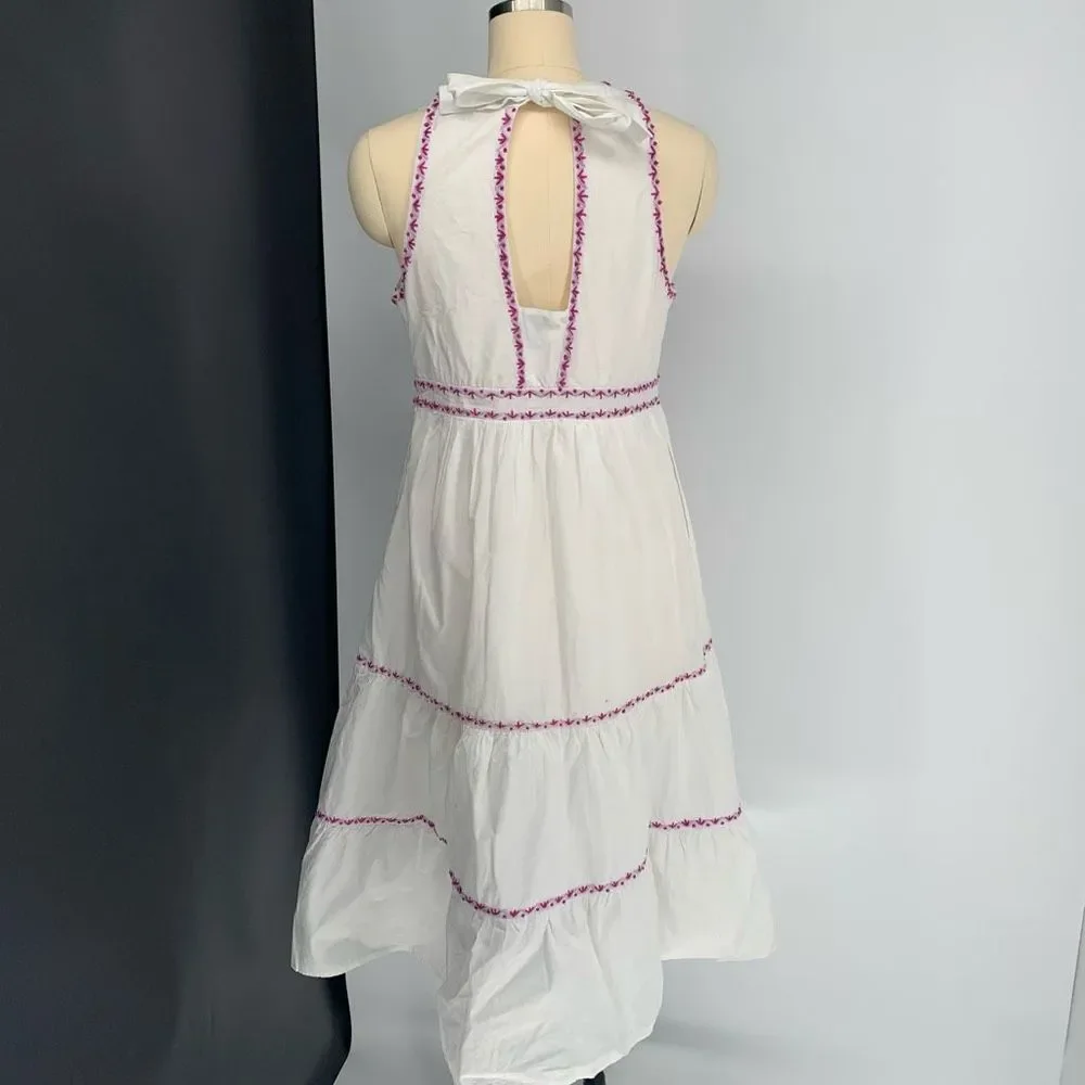 AKEMI KIN ANTHROPOLOGIE white cotton boho dress sz 10 or m - Picture 4 of 7